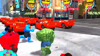 HULK COLORS Nursery Rhymes & Lightning McQueen Cars Smash Party Kids Songs