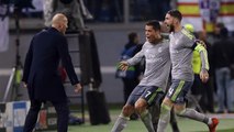 Real Madrid Star Cristiano Ronaldo Celebrates With Zinedine Zidane