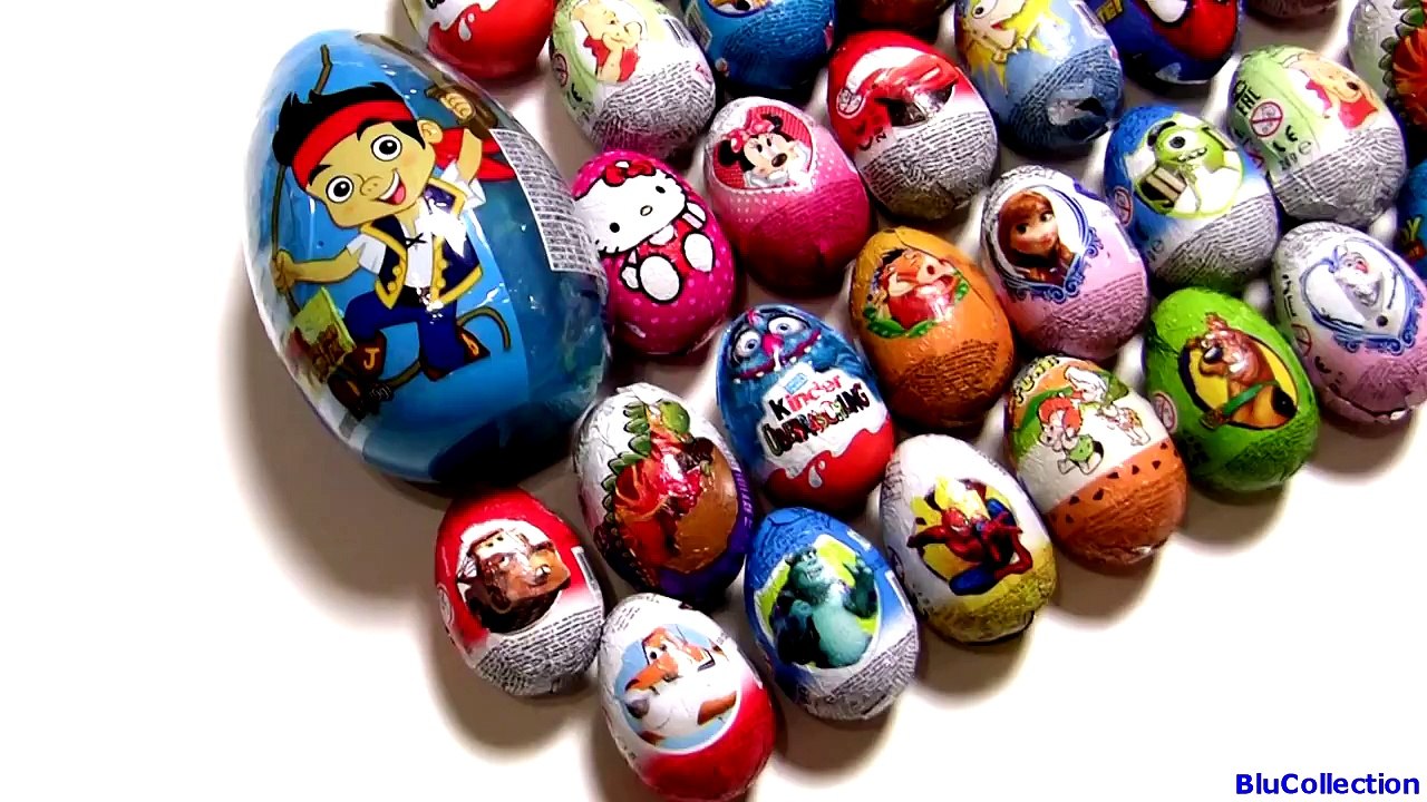 50 Kinder Surprise Eggs!! Disney Frozen Cars2 Barbie Monsters Minnie Jake Spiderman Huevos Play-Doh