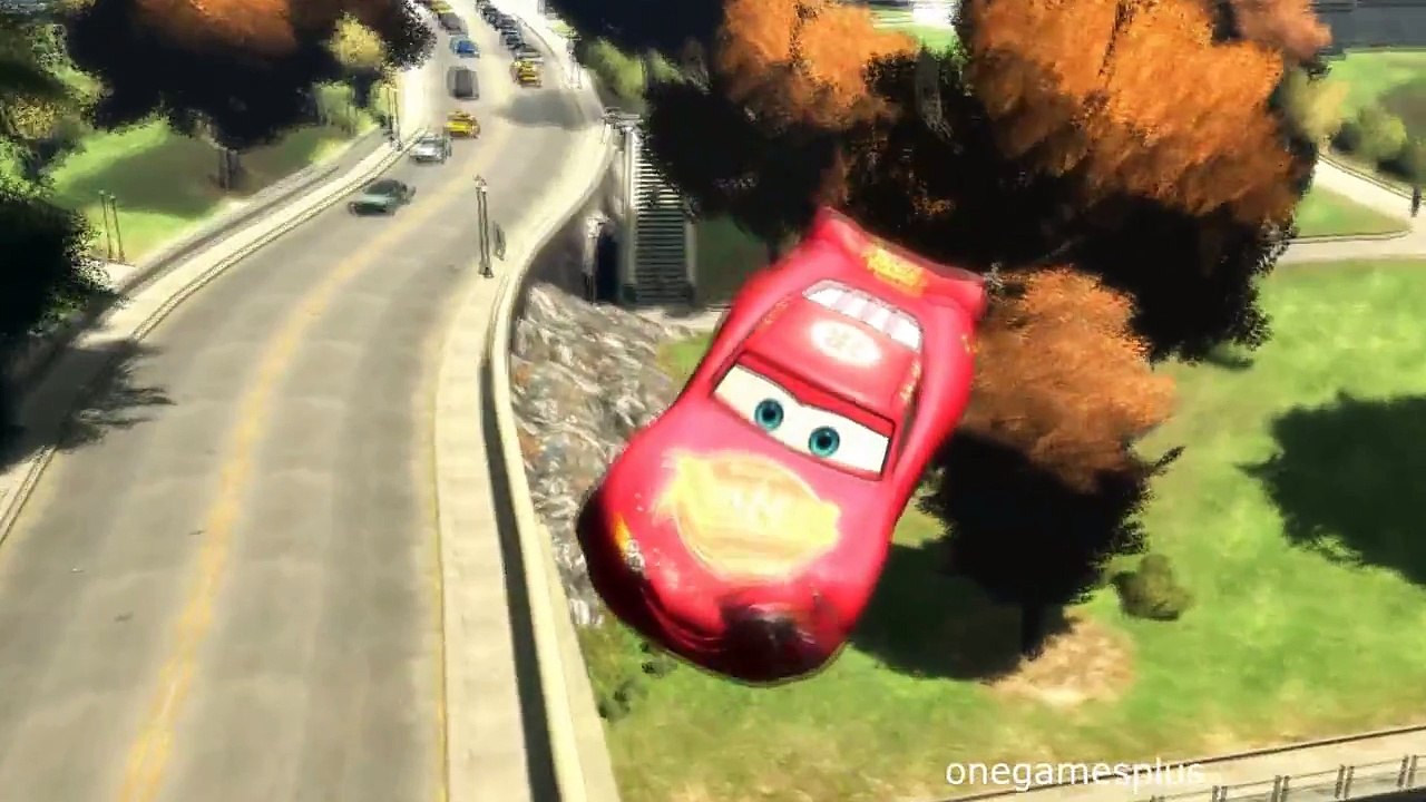 NEW Eight jumps Lightning McQueen Disney car crash test by onegamesplus