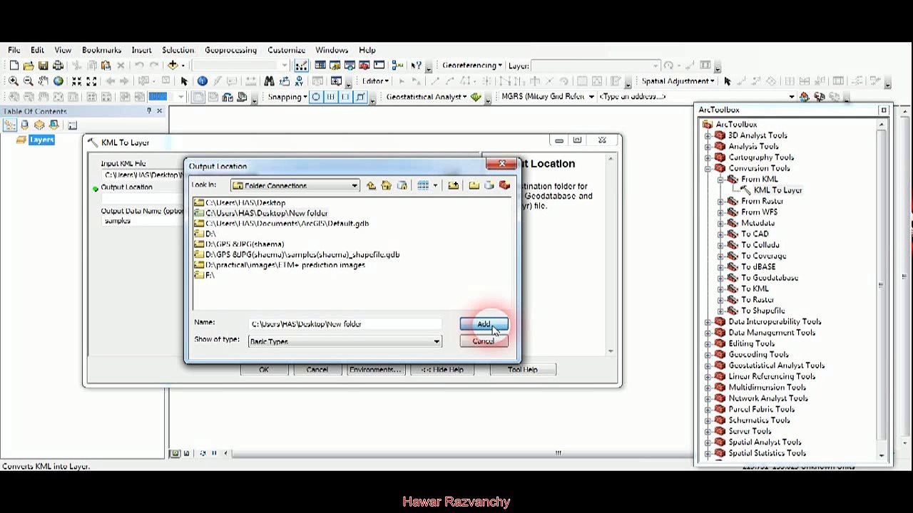 KML to Shapefile using ArcMap 10.0 (Kurdish)