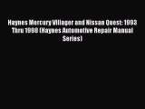 [PDF] Haynes Mercury Villager and Nissan Quest: 1993 Thru 1998 (Haynes Automotive Repair Manual