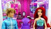 Frozen Anna Elsa Barbie get Crazy Makeovers from Ariel at Rapunzels Hair Salon DisneyToysFan