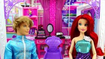 Frozen Anna Elsa Barbie get Crazy Makeovers from Ariel at Rapunzels Hair Salon DisneyToysFan