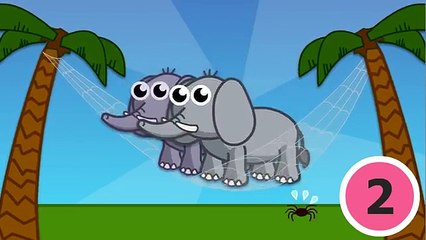 Un elefante se balanceaba sobre la tela de una araña con letra