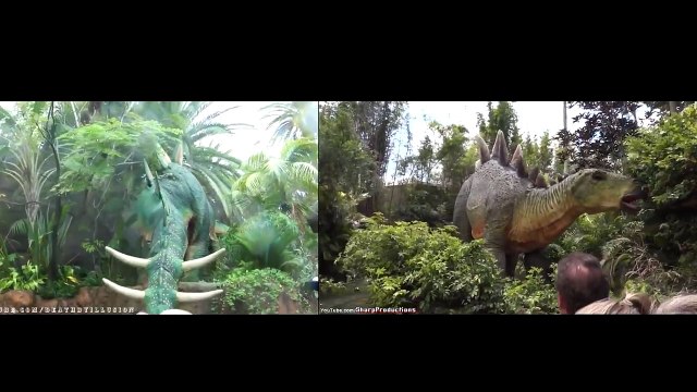 Jurasic Park Ride POV | Universal Studios | Hollywood VS Orlando - Side By Side Comparison