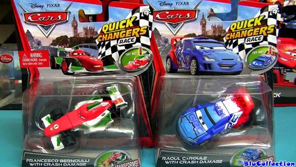 Quick Changers CARS 2 Raoul Caroule vs Francesco Bernoulli Changer crash damage toys Blucollection