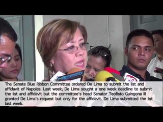 De Lima seeks another extension for submission of lengthy Napoles list