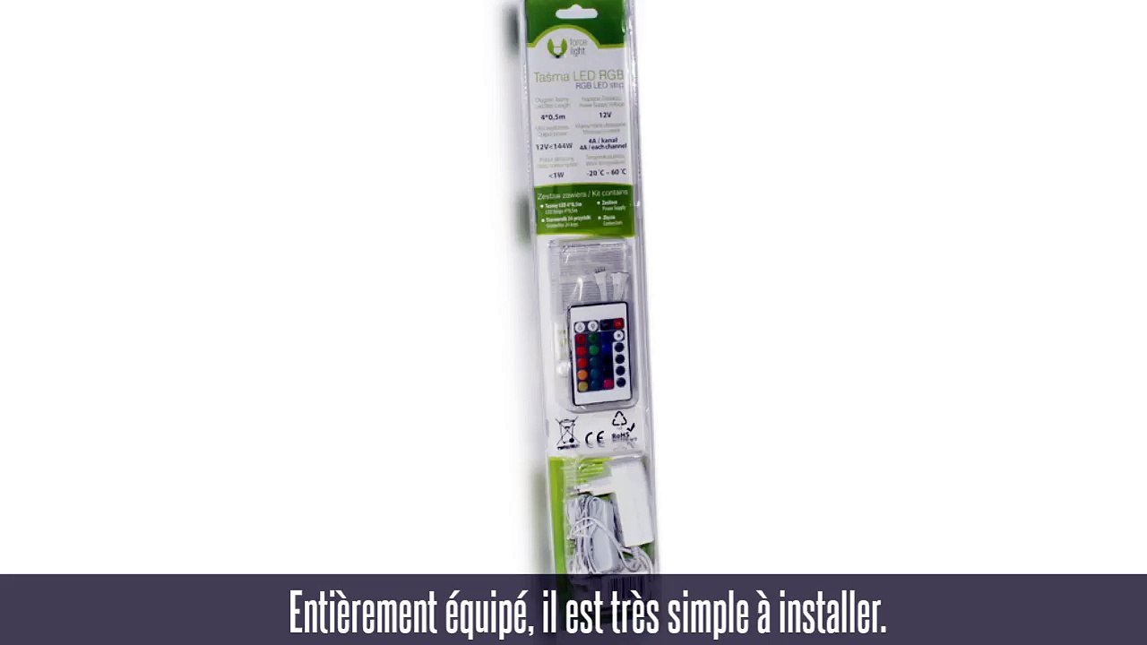 Kit bandeau led 4*0,5M, RGB, télécommande + prise avec interrupteur