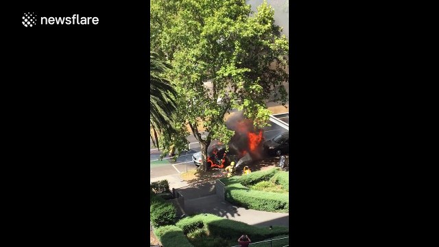 Car bursts into flames in Melbourne