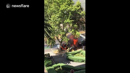 Car bursts into flames in Melbourne