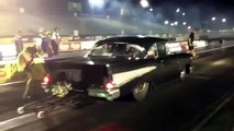 Hot Rod Drag Week Fastest Unlimited Street Car at Houston Jeff Lutz's 57 Chevy