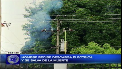 Crónica Viva – Un hombre recibió una descarga eléctrica y se salva de la muerte
