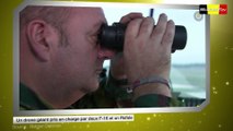 Un drone géant pris en charge par deux F-16 et un Rafale
