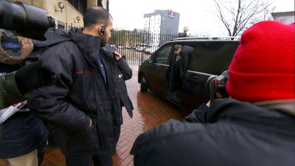 Adam Johnson battles through reporters to get into court