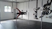 Pole Dancer Performs Air Walk