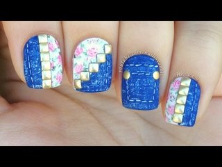 Denim & Floral Nail Art Tutorial