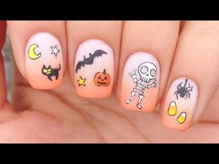 Nail Art Tutorial: Halloween Theme + Cute Skeleton