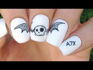 A7X Simplified Deathbat Nail Art