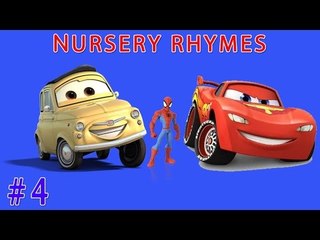 ♫ Nursery Rhymes Spiderman Car songs - Disney Cars racing and dancing singing