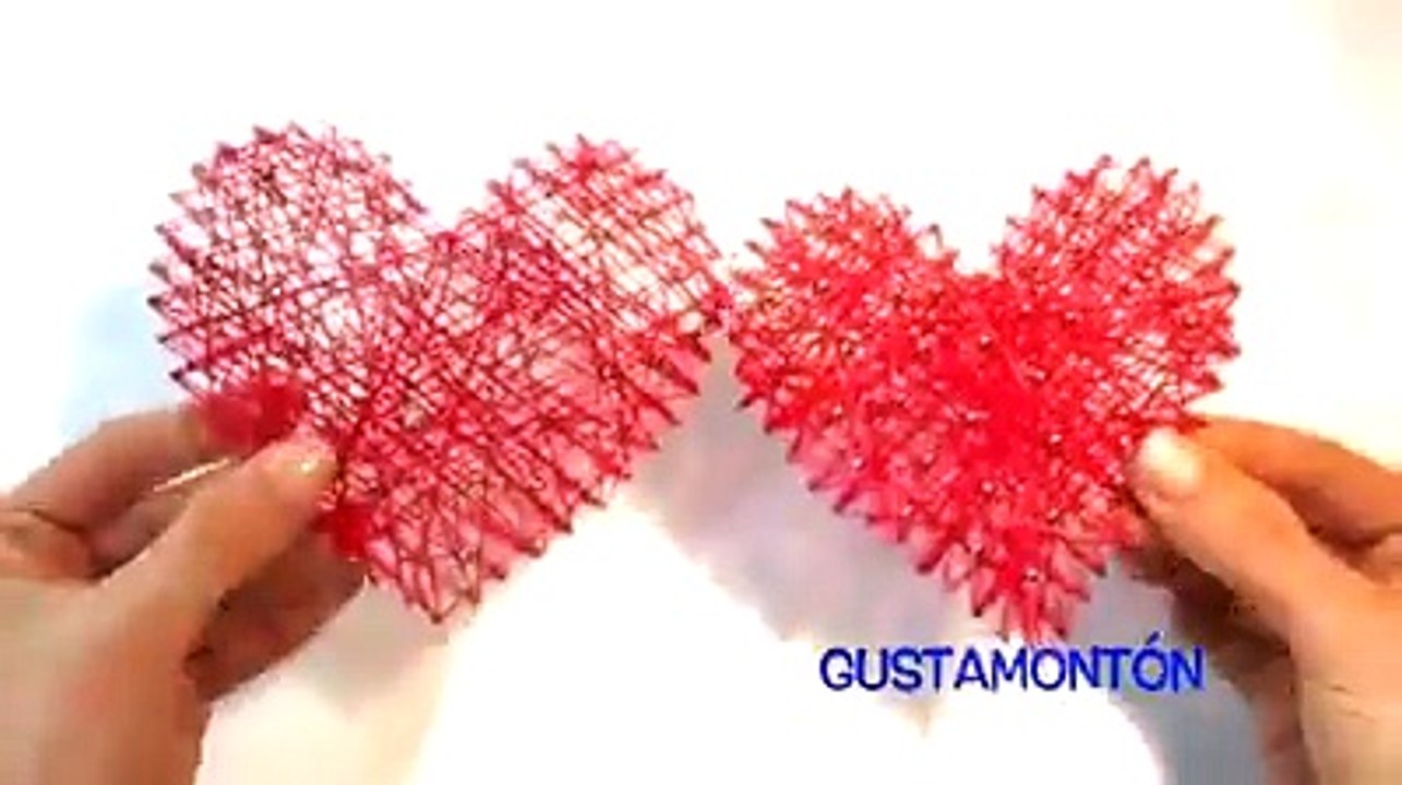 DIY Thread Hearts for Valentine's Day