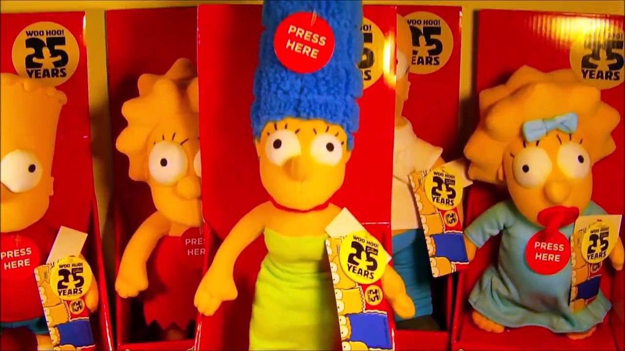 THE SIMPSONS 25th ANNIVERSARY COMPLETE SET OF 5 ELECTRONIC TALKING PLUSH DOLLS VIDEO REVIEW