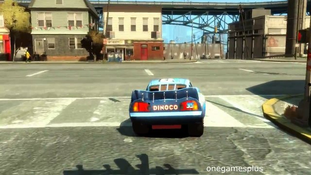 Fourteen jumps Dinoco McQueen crash test Disney car springboards