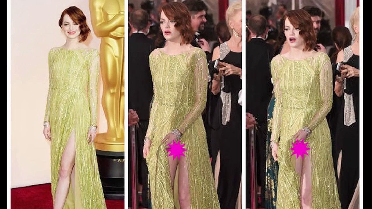 Emma Stone Wardrobe Malfunction At Oscars Red Carpet 2015