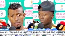 Farid Díaz y Marlos Moreno en la previa entre Nacional y Sporting Cristal · Copa Libertadores 2016 (grupo 4, fecha 2)