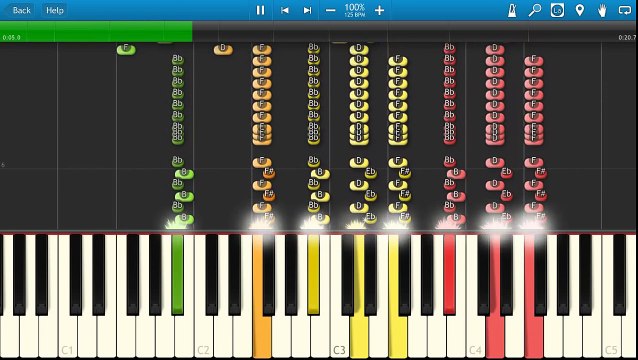 How to play 20th Century Fox Theme Intro on piano - 100% speed , 50% speed and 20% speed - Synthesia