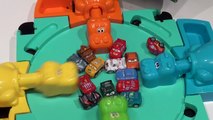 Hungry Hungry Hippo eats 14 Pixar Cars Micro Drifters Lightning McQueen, Mater and Sally in Hungry H