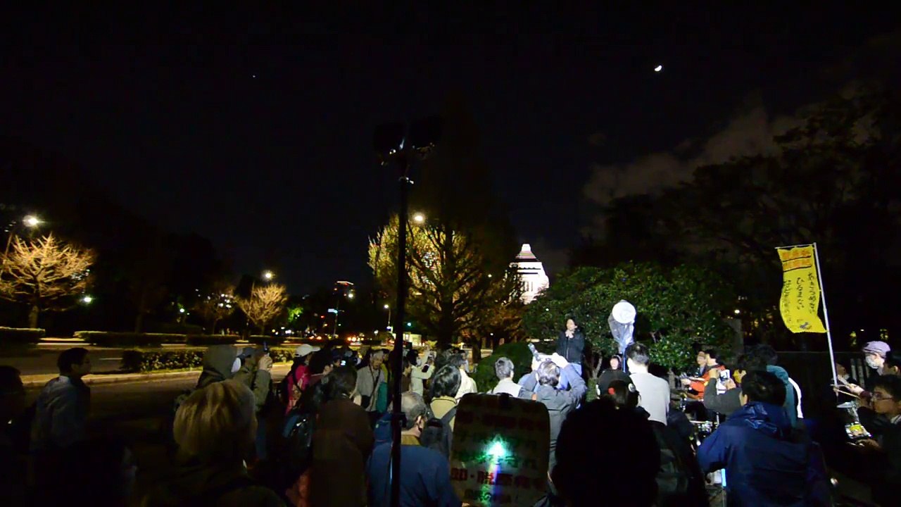 20140404　金曜国会前抗議活動　京都で金関デモ活動を行っている方から