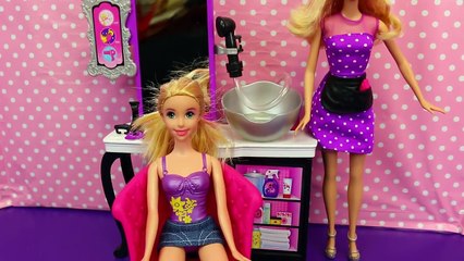 Barbie Gives Disney Princess Rapunzel a Hair Makeover at the NEW Hair Style Salon + Tangle