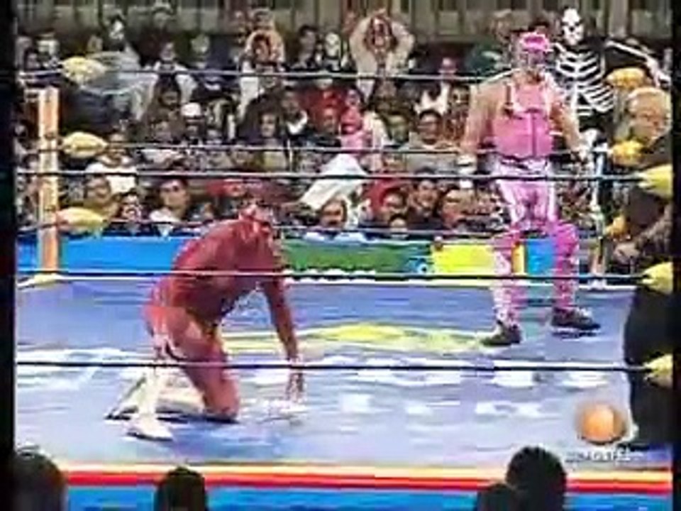 AAASinLimite 2009-01-18 Guanjuato 05 Abyss, Konnan & Electroshock vs. Abismo Negro, La Parka & El Mesias