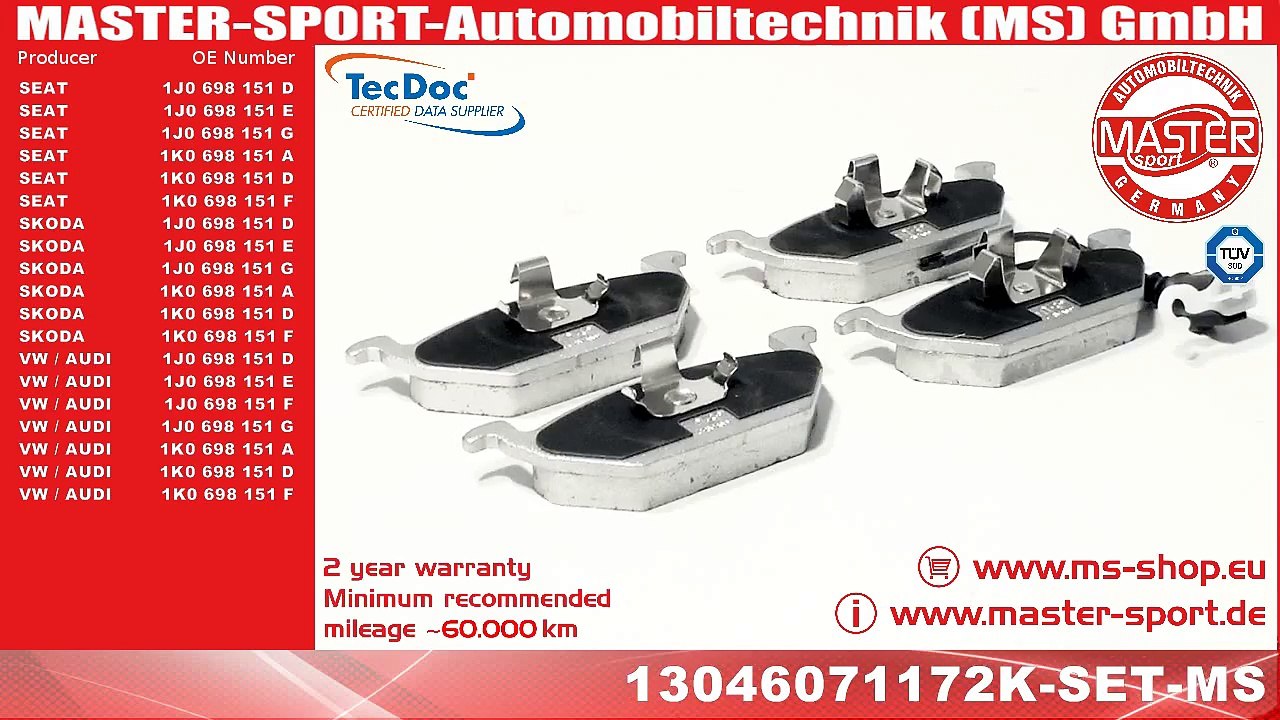 13046071172K SET MS Brake Pads Set