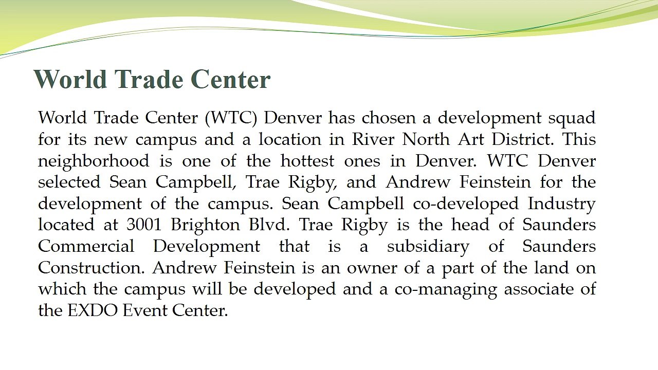 WORLD TRADE CENTER DENVER PLANS