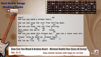 Tải video: How Can You Mend A Broken Heart - Michael Buble Guitar Backing Track with scale, chords and lyrics