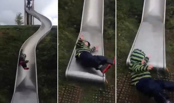 Kaydıraktan Kayan Çocuk Yere Çakıldı