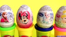 Play Doh Surprise Disney Frozen Anna Elsa Cinderella Minnie Surprise Eggs - Play Dough Huevos