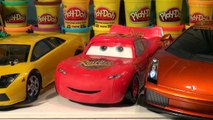 Pixar Cars Fast Talkin Lightning McQueen vs 2 Remote Control Lamborghini Murcielago Race Cars