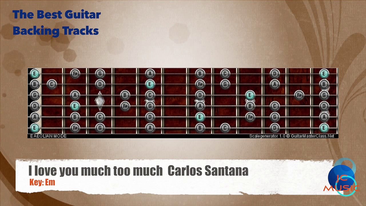 I love you much too much Santana Guitar Backing Track with scale map