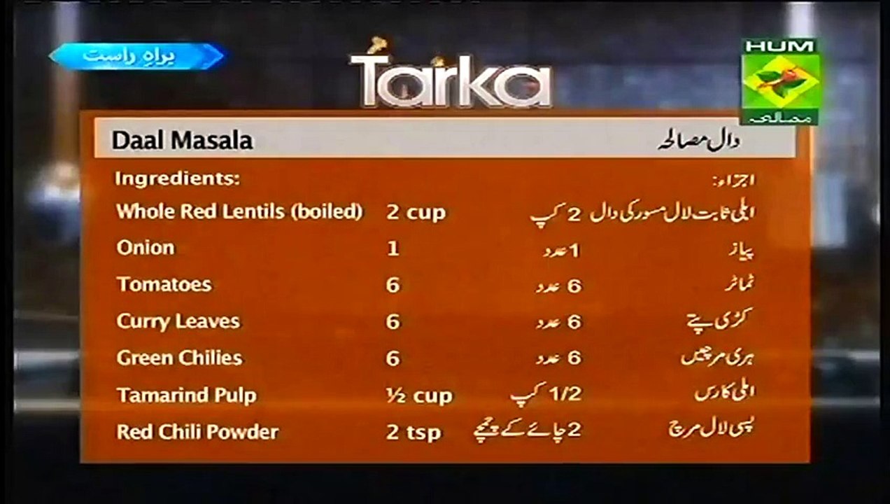 Tarka Recipe by Chef Rida Aftab Masala TV 10 Feb 2016