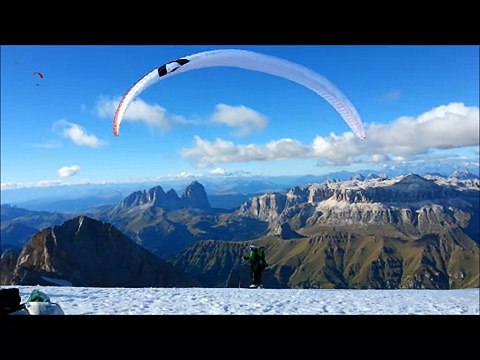 Copy (2) of Dolomites Marmolada top landing Paragliding