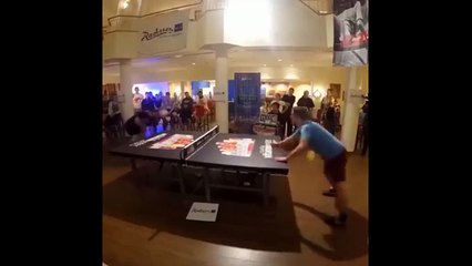 Wow! Playing ping-pong with head