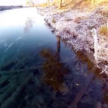 skiing on frozen lake