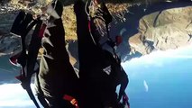 Scary paragliding takeoff