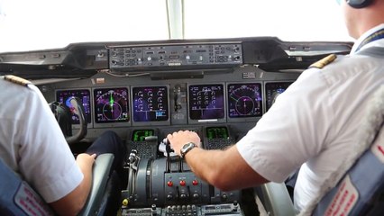 Cockpit View of Female Captain landing Lufthansa Cargo MD11 F Nairobi