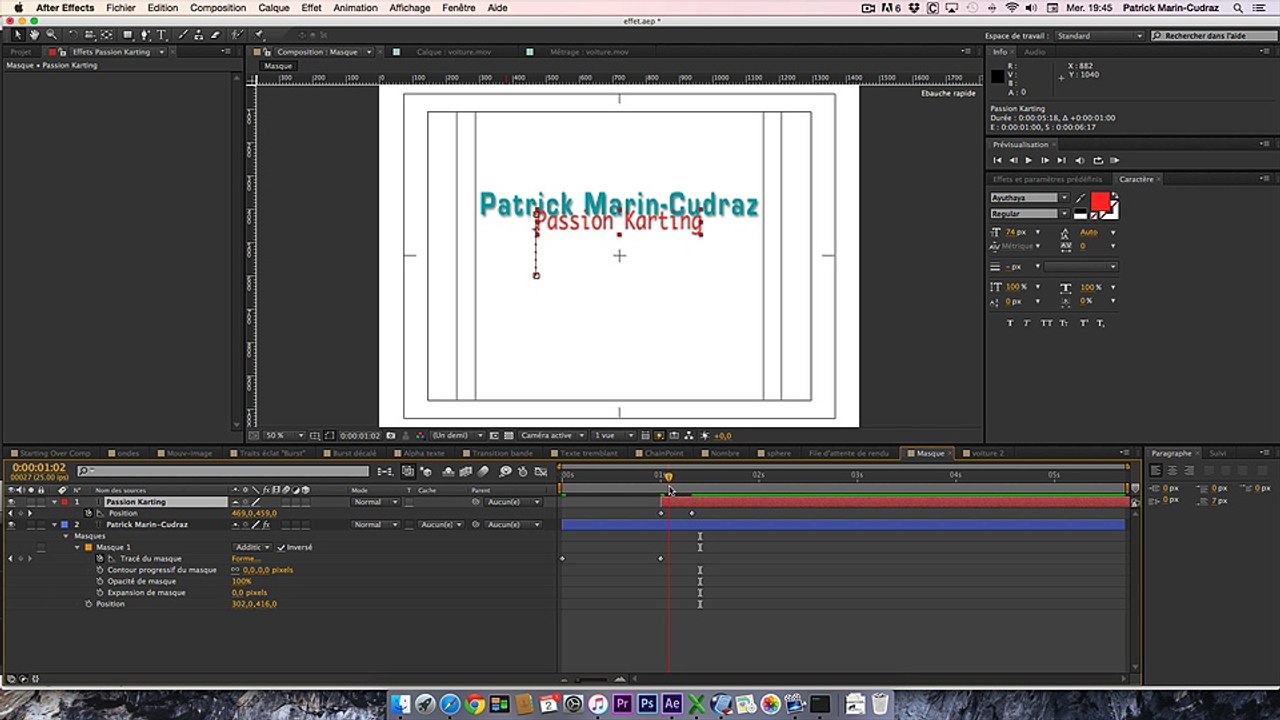 Faire apparaitre un texte derrière un objet d'une vidéo