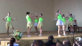 Schoolgirls fun dancing on stage
