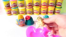 Play doh Surprise Eggs Barbie Mickey Mouse HELLO KITTY Winnie the Pooh egg